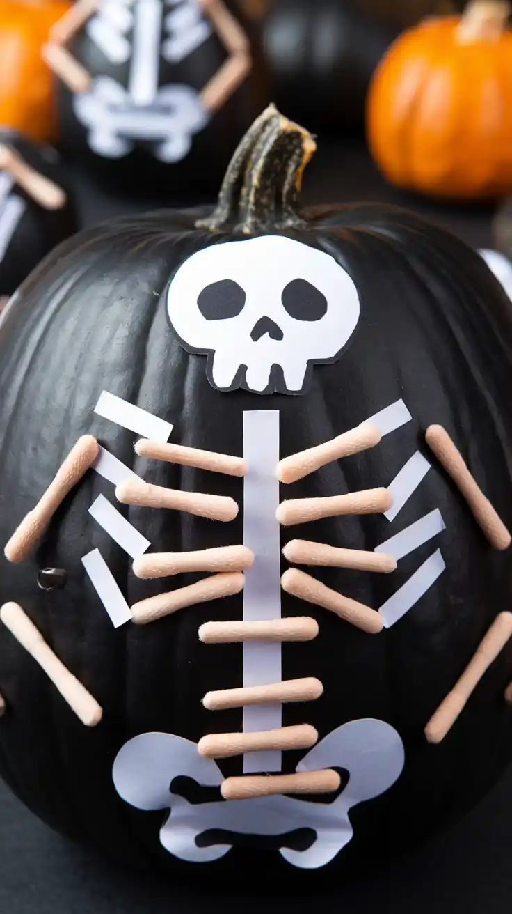 Q-Tip Skeleton Pumpkins