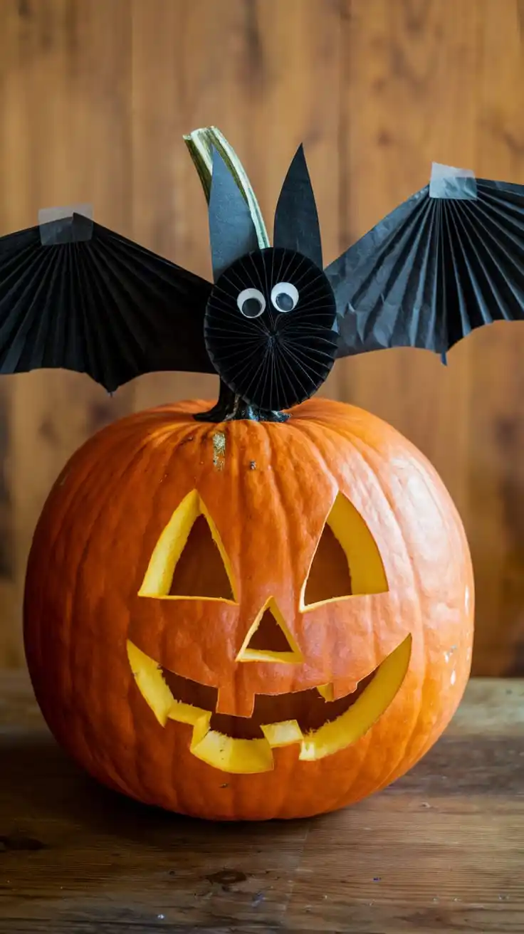 Coffee Filter Bats with Pumpkin Stands