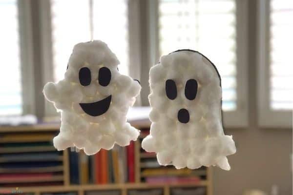 Puffy Cotton Ball Ghosts