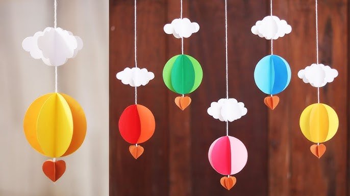 Tissue Paper Hot Air Balloons (3D Wall Décor)